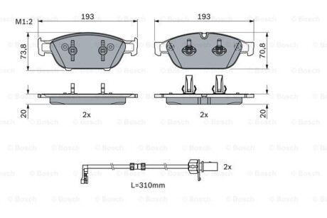 Brake pad set, disc brake - (4H0698151M, 4H0698151D, 4H0698151G) BOSCH 0986494986 (фото 1)