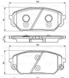 Комплект тормозных колодок - (581013JA50, 581013JA01, 581013JA00) BOSCH 0986495310