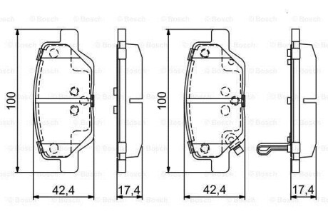 Комплект гальмівних накладок, дискове гальмо - ((77367717)) BOSCH 0986495393