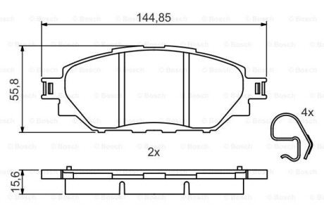 Колодки гальмівні (передні) Toyota Hilux 05-/Fortuner 04-15 - BOSCH 0986495425