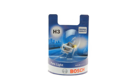 Лампа автомобильная галогеновая H3 12V 55W PK22s Pure Light - BOSCH 1 987 301 006