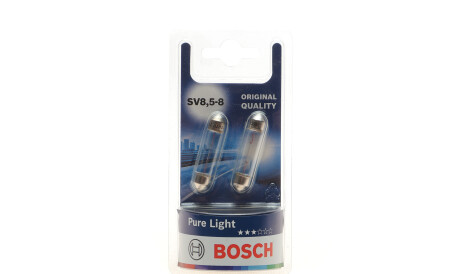 Лампа автомобільна C10W 12V 10W SV8.5-8 Pure Light комплект 2 шт - BOSCH 1 987 301 014