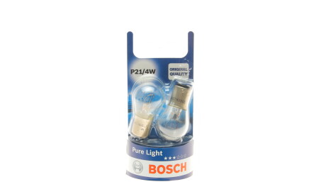 Лампа автомобильная P21/4W 12V 21/4W BAZ15d Pure Light комплект 2 шт - BOSCH 1 987 301 015