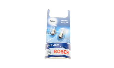 Лампа автомобильная T4W 12V 4W BA9s Pure Light комплект 2 шт - (1354875, 2098129, 406218M1) BOSCH 1 987 301 023