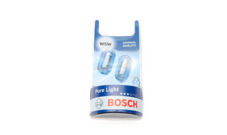 Лампа автомобильная W5W 12V 5W W2.1x9.5d комплект 2шт - (161949101, 4A0949101) BOSCH 1987301026