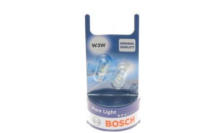 Лампа автомобильная W3W 12V 3W W2.1x9.5d Pure Light без цоколя комплект 2шт - BOSCH 1987301028