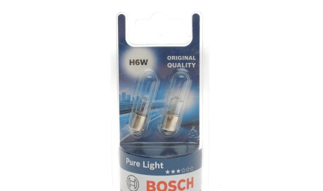 Лампа автомобільна H6W 12V 6W BAX9s Pure Light комплект 2 шт - BOSCH 1 987 301 035