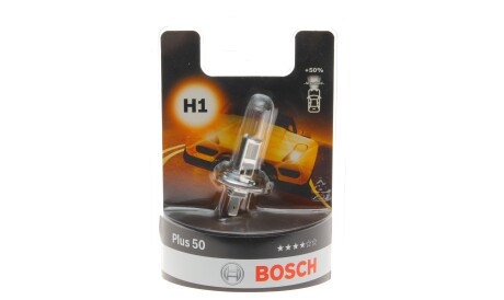 Лампа автомобільна галогенова H1 12V 55W P14.5s Plus 50 - BOSCH 1 987 301 041