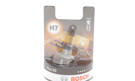 Лампа автомобільна галогенова H7 12V 55W PX26d Plus 50 - (n400809000001, 981465) BOSCH 1 987 301 042