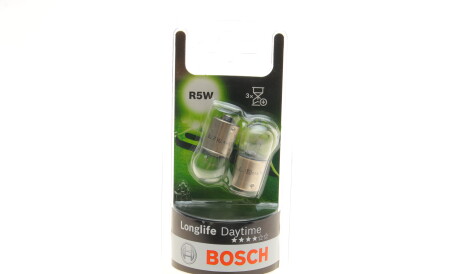 Лампа автомобильная R5W 12V 5W BA15s комплект 2 шт - BOSCH 1 987 301 058