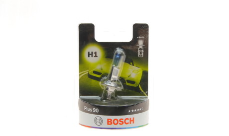 Лампа автомобільна галогенова H1 12V 55W P14.5s Plus 90 - (621698) BOSCH 1987301076