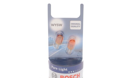 Лампа автомобильная WY5W 12V 5W W2.1x9.5d Pure Light без цоколя желтая комплект 2 шт - (n0177535, 262610F010, 989840) BOSCH 1 987 301 095