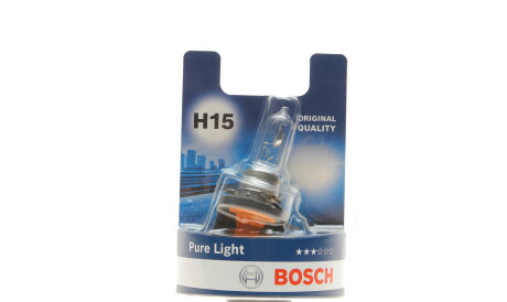 Лампа автомобільна галогенова H15 12V 55/15W PGJ23T-1 Pure Light - BOSCH 1 987 301 099