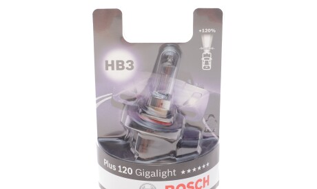 Лампа автомобільна галогенова HB3 12V 60W P20d Plus 120 Gigalight - (9098113046, 90981YZZAE) BOSCH 1 987 301 131