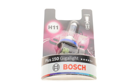 Лампа автомобільна галогенова H11 12V 55W PGJ19-2 Plus 150 Gigalight - (9098113075) BOSCH 1 987 301 138