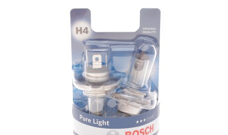 Лампа автомобильная галогеновая H4 12V 60/55W P43t Pure Light DBL комплект 2шт - BOSCH 1 987 301 410