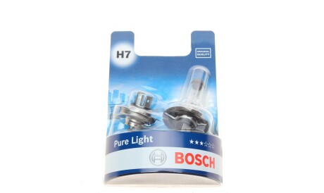 Лампа автомобильная галогеновая H7 12V 55W PX26d Pure Light комплект 2 шт - BOSCH 1 987 301 411