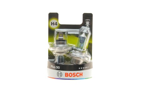 Лампа автомобильная галогеновая H4 12V 60/55W P43t Plus 90% комплект 2шт - BOSCH 1 987 301 422