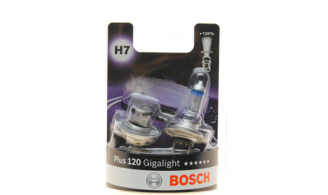 Лампа автомобильная галогеновая H7 12V 55W PX26d Gigalight 120% - BOSCH 1 987 301 426