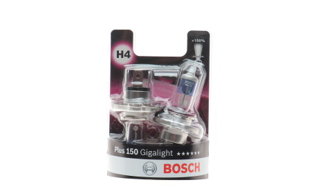 Лампа автомобильная галогеновая H4 12V 60/55W P43t Plus 150 Gigalight DBL комплект 2 шт - BOSCH 1 987 301 430