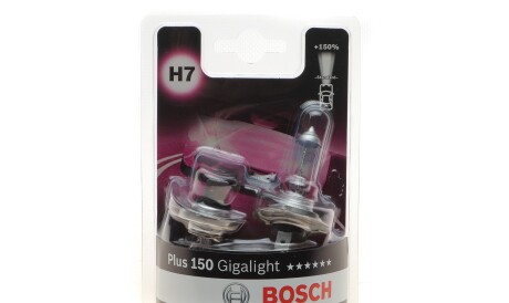 Лампа автомобільна галогенова H7 12V 55W PX26d Plus 150 Gigalight DBL комплект 2 шт - BOSCH 1 987 301 431