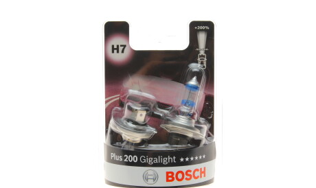 Лампа автомобильная галогеновая H7 12V 55W PX26d Plus 200 Gigalight комплект 2шт - BOSCH 1 987 301 436