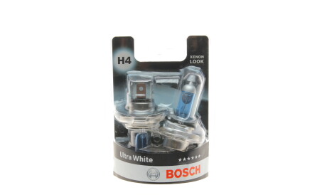 Лампа автомобильная галогеновая H4 12V 60/55W P43t Ultra White комплект 2шт - BOSCH 1 987 301 440