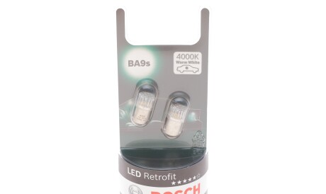 Лампа автомобільна T4W 12V 1W BA9s LED Retrofit 4000K комплект 2 шт - BOSCH 1 987 301 514