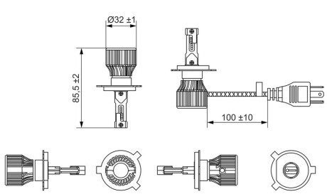 Лампа автомобильная светодиодная H4 12V 24W P43t LED Powerlight TWIN 6000К - BOSCH 1 987 301 564