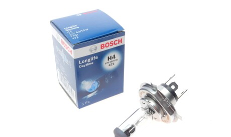 Лампа автомобільна галогенова H4 12V 60/55W P43t Longlife Daytime - (7703097171, 0050185) BOSCH 1 987 302 048