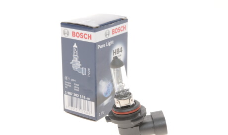 Лампа автомобильная галогеновая HB4 12V 51W P22d Pure Light - (1382496, 63121382496) BOSCH 1 987 302 153