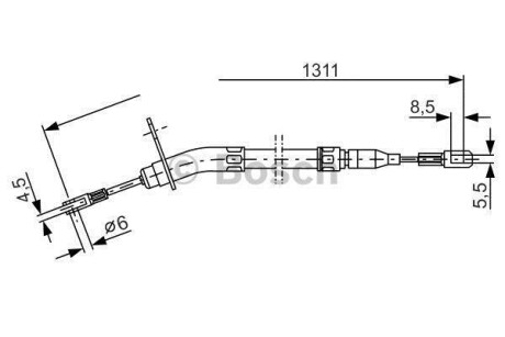Трос, стояночная тормозная система - (1234200585, A1234200585) BOSCH 1987477010