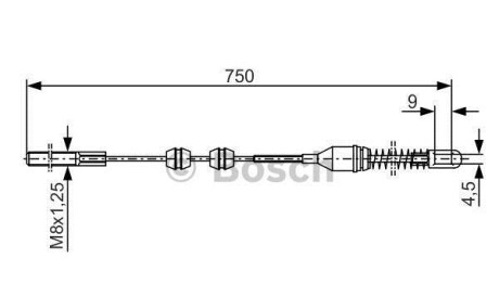 Трос, стояночная тормозная система - (522569, 90344899) BOSCH 1987477140