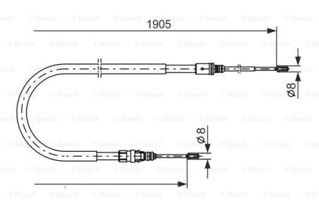 Трос, стояночная тормозная система - (4745Z4, 474651, 9684567680) BOSCH 1987477237