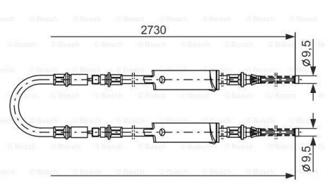Трос, стояночная тормозная система - (6658707, 92VB2853CD, 92VR2853CD) BOSCH 1987477370