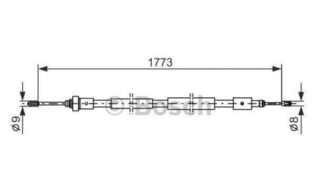 Трос, стояночная тормозная система - (9633826780, 4745P5, 4745P6) BOSCH 1987477590