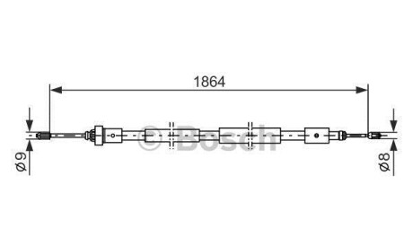 Трос, стояночная тормозная система - (4745P6, 96338267) BOSCH 1987477591 (фото 1)