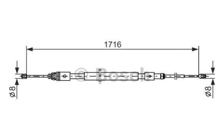 Трос, стояночная тормозная система - (4745V0, 964320880, 9643240880) BOSCH 1987477599