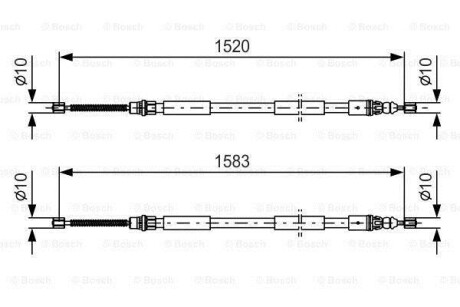 Трос, стояночная тормозная система - (6025313181, 6025313182, 6025370468) BOSCH 1 987 477 616