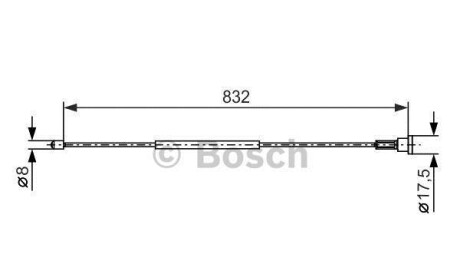 Трос, стояночная тормозная система - (522449, 90576454) BOSCH 1987477661