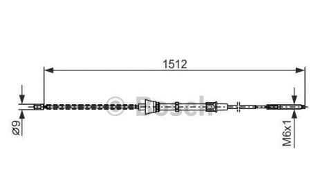 Трос, стояночная тормозная система - (6N0609721B, 6N0609721E, 6N0609721F) BOSCH 1987477679