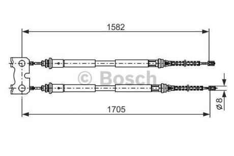 Трос, стояночная тормозная система - (7402912, 95AB2A603BE, 1036199) BOSCH 1 987 477 834