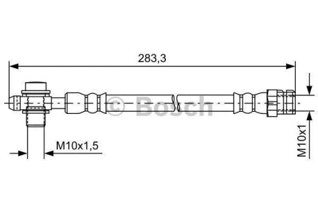 Шланг тормозной AUDI Q3/VW CC/PASSAT/SHARAN/TIGUAN 255мм.зад. - (5N0611775, 5N0611775A, 5N0611775B) BOSCH 1987481736