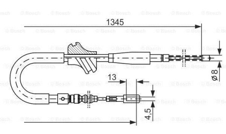 Трос, стояночная тормозная система - (893609721G, 893609721A, 893609721AG) BOSCH 1987482101