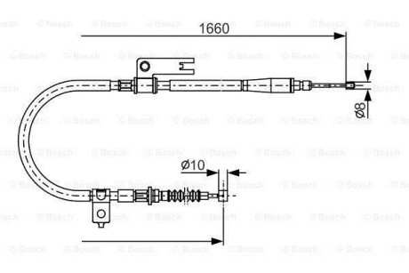 Трос, стояночная тормозная система - (b25D44410B, B25D44410C) BOSCH 1 987 482 153