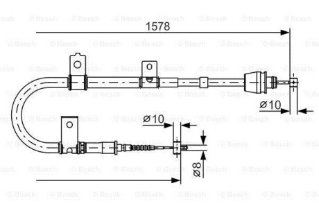 Трос, стояночная тормозная система - (597702D310) BOSCH 1 987 482 167