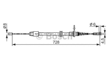 Трос, стояночная тормозная система - (2044202585, 2044200985, A2044202585) BOSCH 1 987 482 301