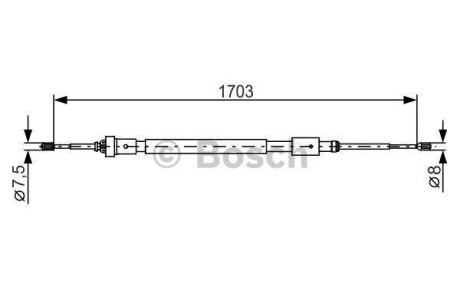 Трос, стояночная тормозная система - (474658, 9671815380) BOSCH 1 987 482 315