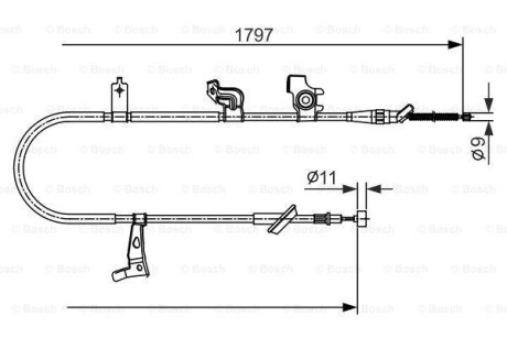 Трос, стояночная тормозная система - (5440179J00, 71742844, 5440155L10) BOSCH 1 987 482 434