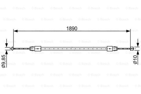 Трос, стояночная тормозная система - (7L0721556, 7L0721556B) BOSCH 1 987 482 444 (фото 1)